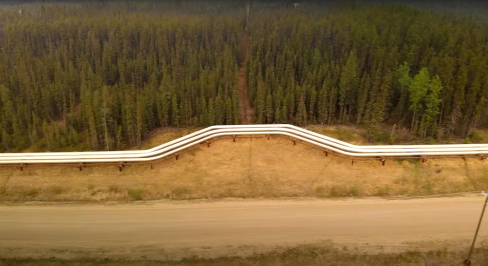 A pipeline running through the Canadian landscape.
